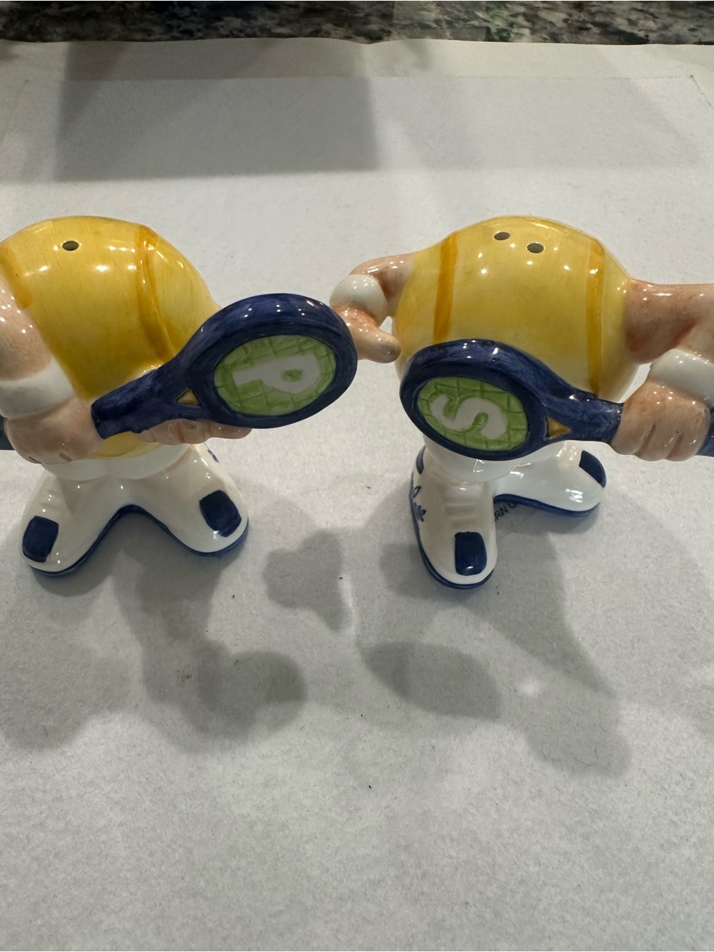 Ceramic Tennis Player Salt and Pepper Shaker Set - Yellow